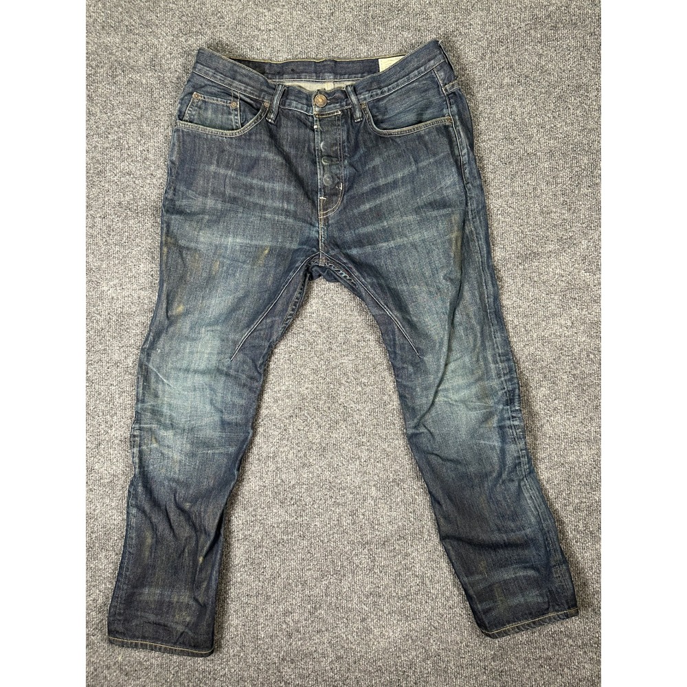AllSaints Spitalfields Jacks Place Mens Jeans Size 32x25 Button Fly Dark Denim